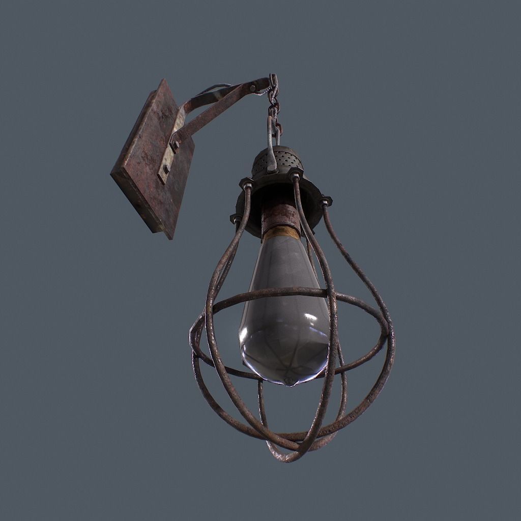 Retro Wall Lamp v1 Low-poly 3D model_6
