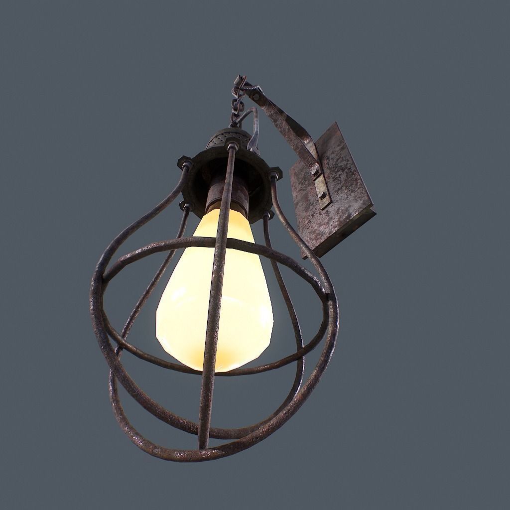 Retro Wall Lamp v1 Low-poly 3D model_16
