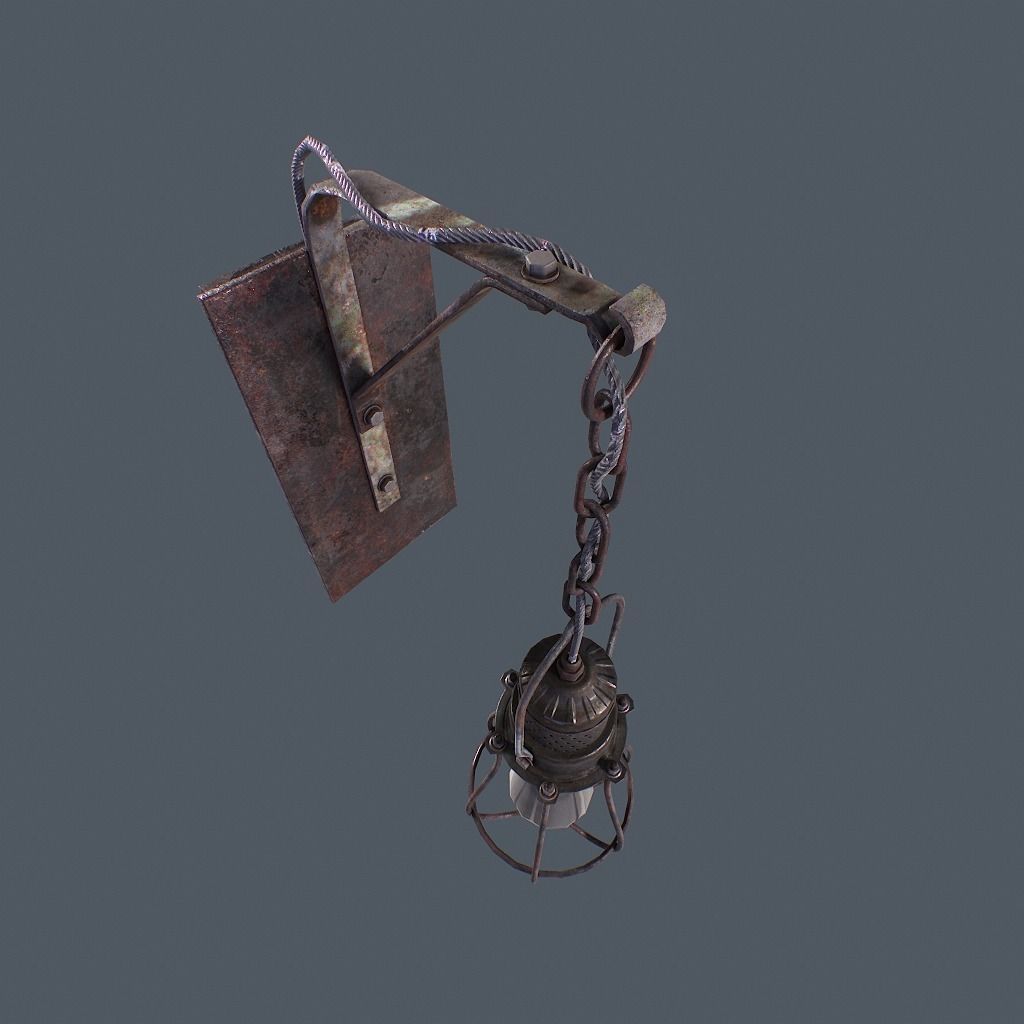 Retro Wall Lamp v1 Low-poly 3D model_5