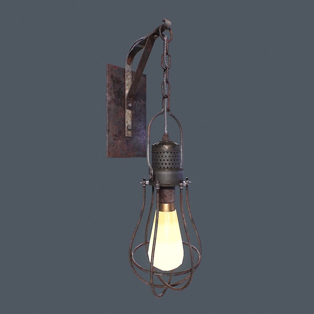 Retro Wall Lamp v1 Low-poly 3D model_14