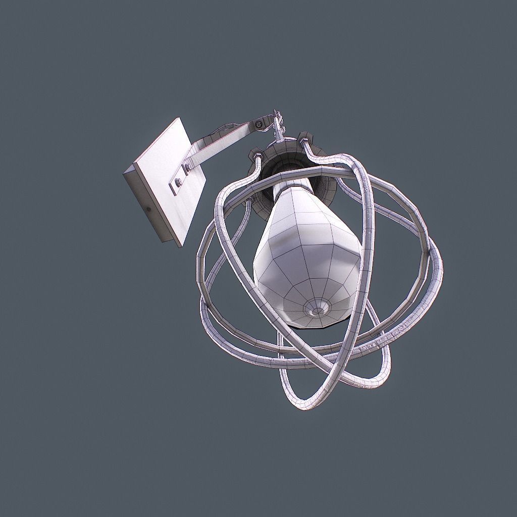 Retro Wall Lamp v1 Low-poly 3D model_24