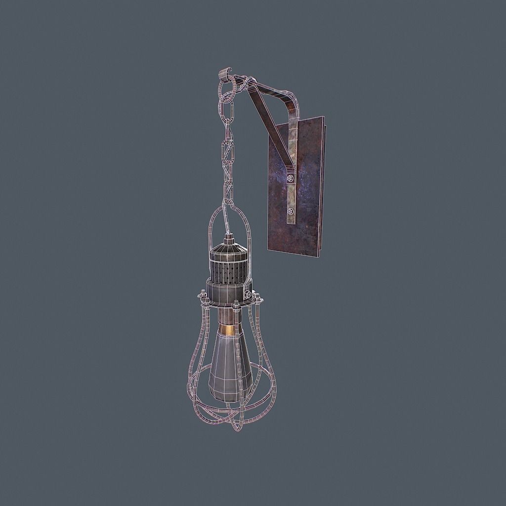 Retro Wall Lamp v1 Low-poly 3D model_20