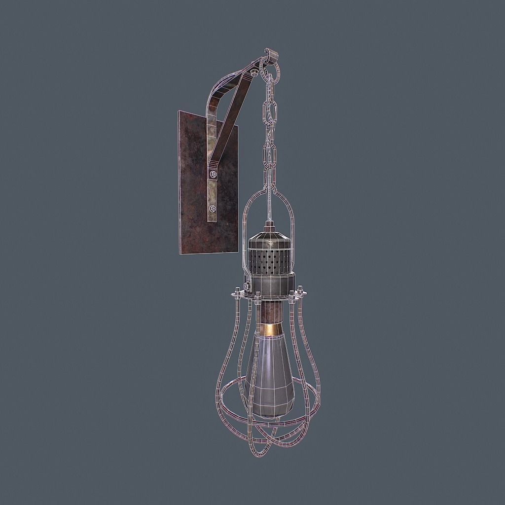 Retro Wall Lamp v1 Low-poly 3D model_19
