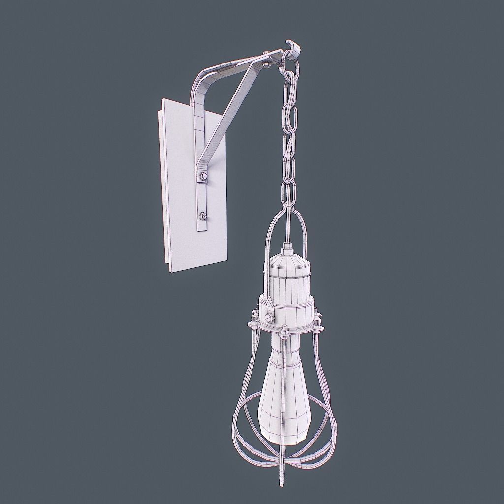 Retro Wall Lamp v1 Low-poly 3D model_23