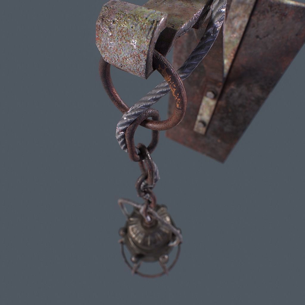 Retro Wall Lamp v1 Low-poly 3D model_13