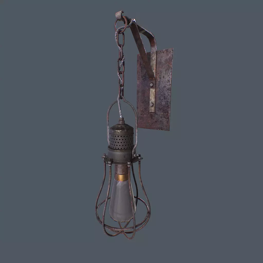 Retro Wall Lamp v1 Low-poly 3D model_0