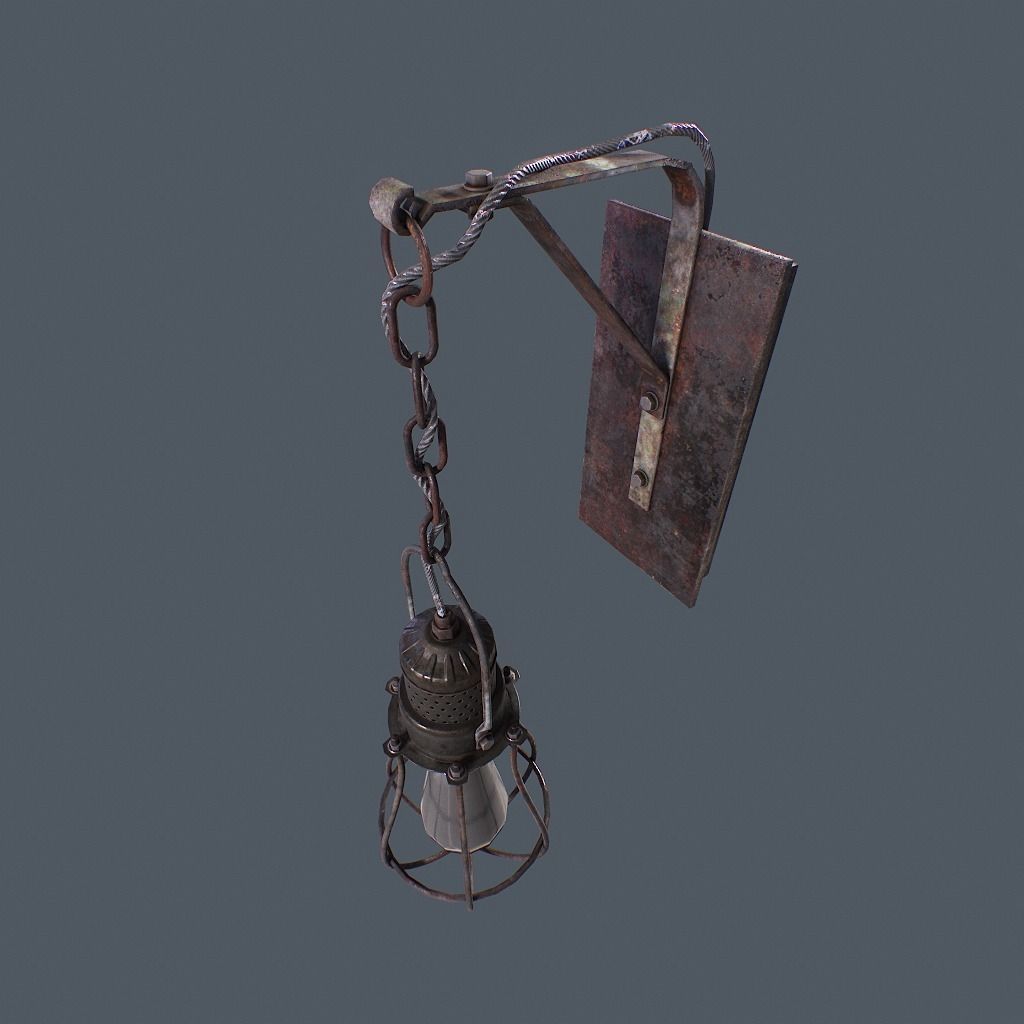 Retro Wall Lamp v1 Low-poly 3D model_4