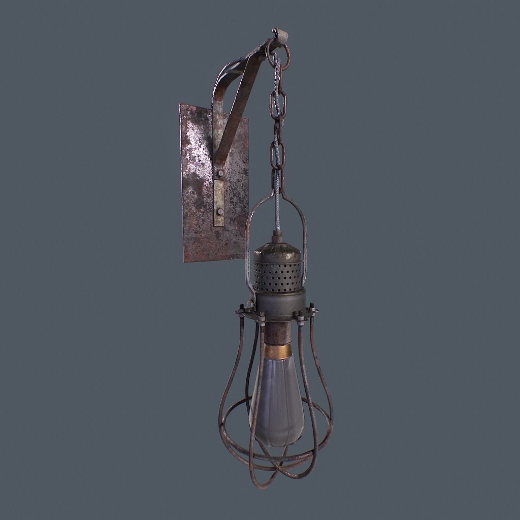 Retro Wall Lamp v1 Low-poly 3D model_3