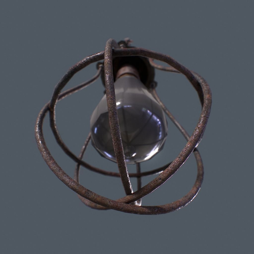 Retro Wall Lamp v1 Low-poly 3D model_9