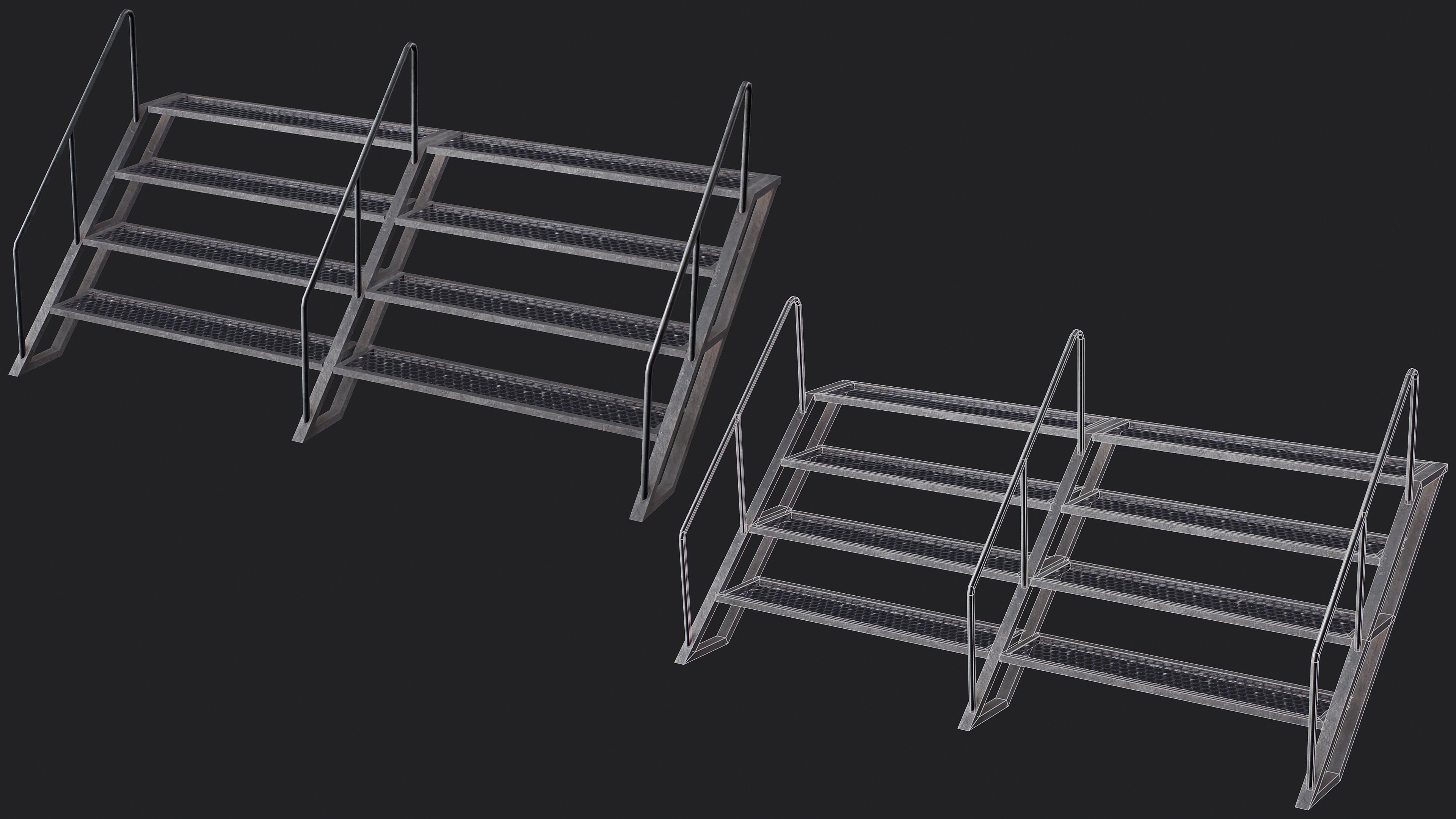 Set of 13 Modular Military Platforms Low-poly 3D model_14