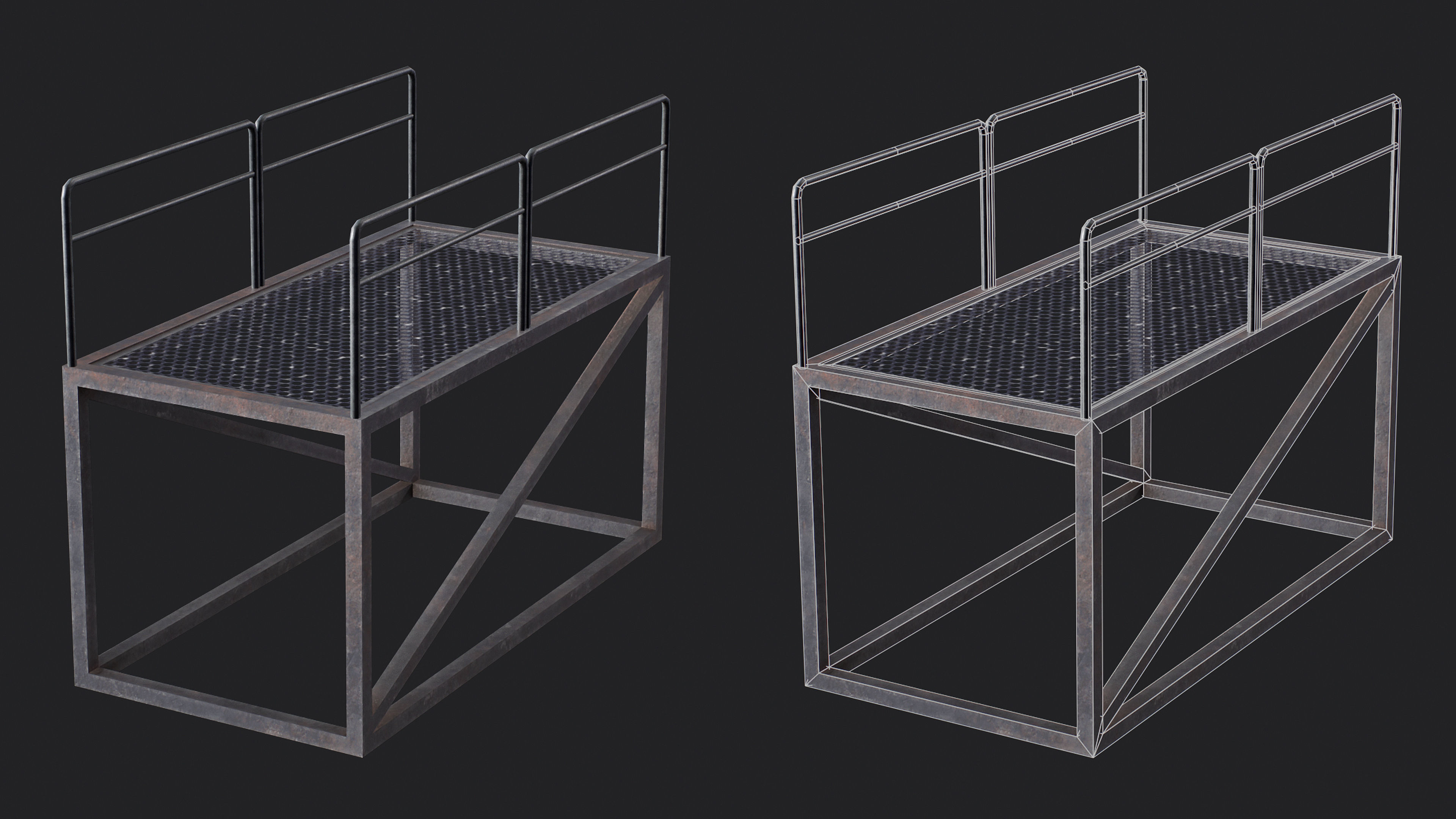 Set of 13 Modular Military Platforms Low-poly 3D model_2