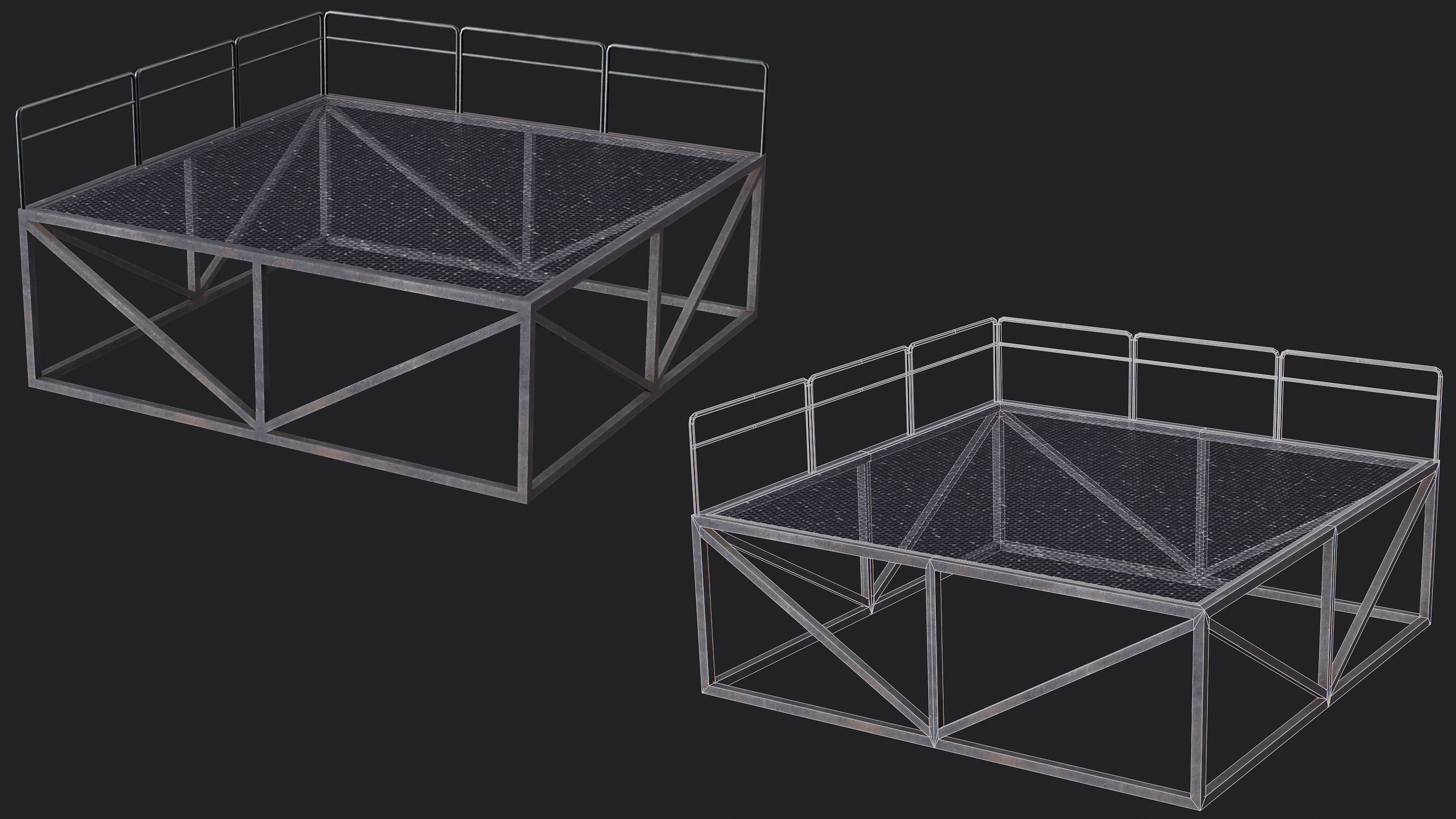 Set of 13 Modular Military Platforms Low-poly 3D model_5