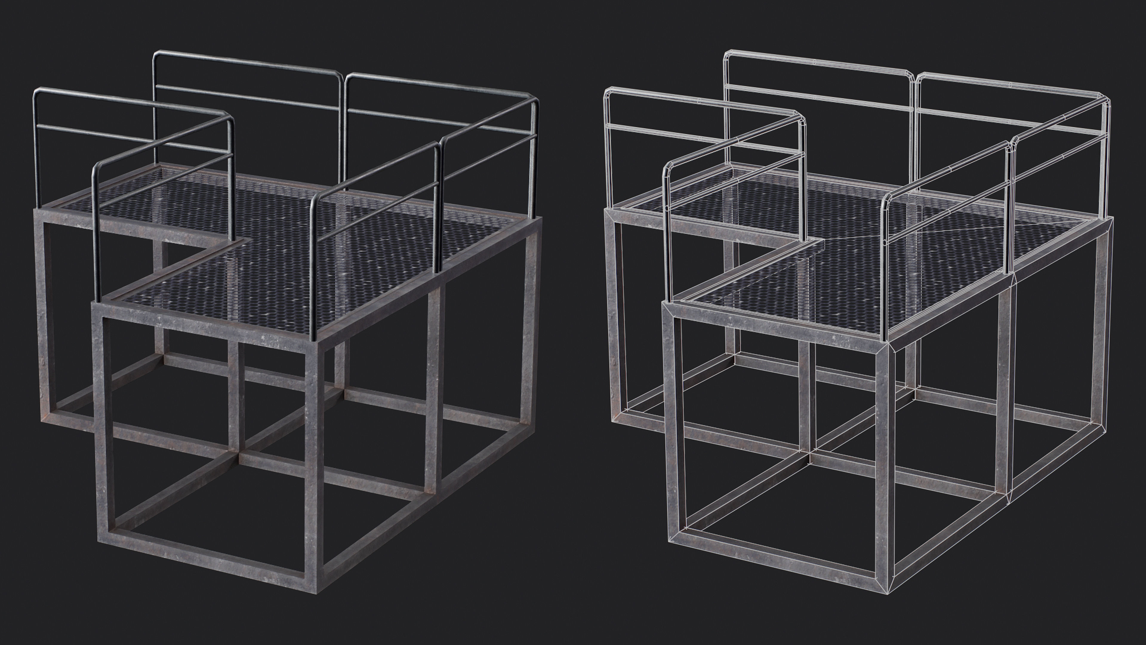 Set of 13 Modular Military Platforms Low-poly 3D model_11