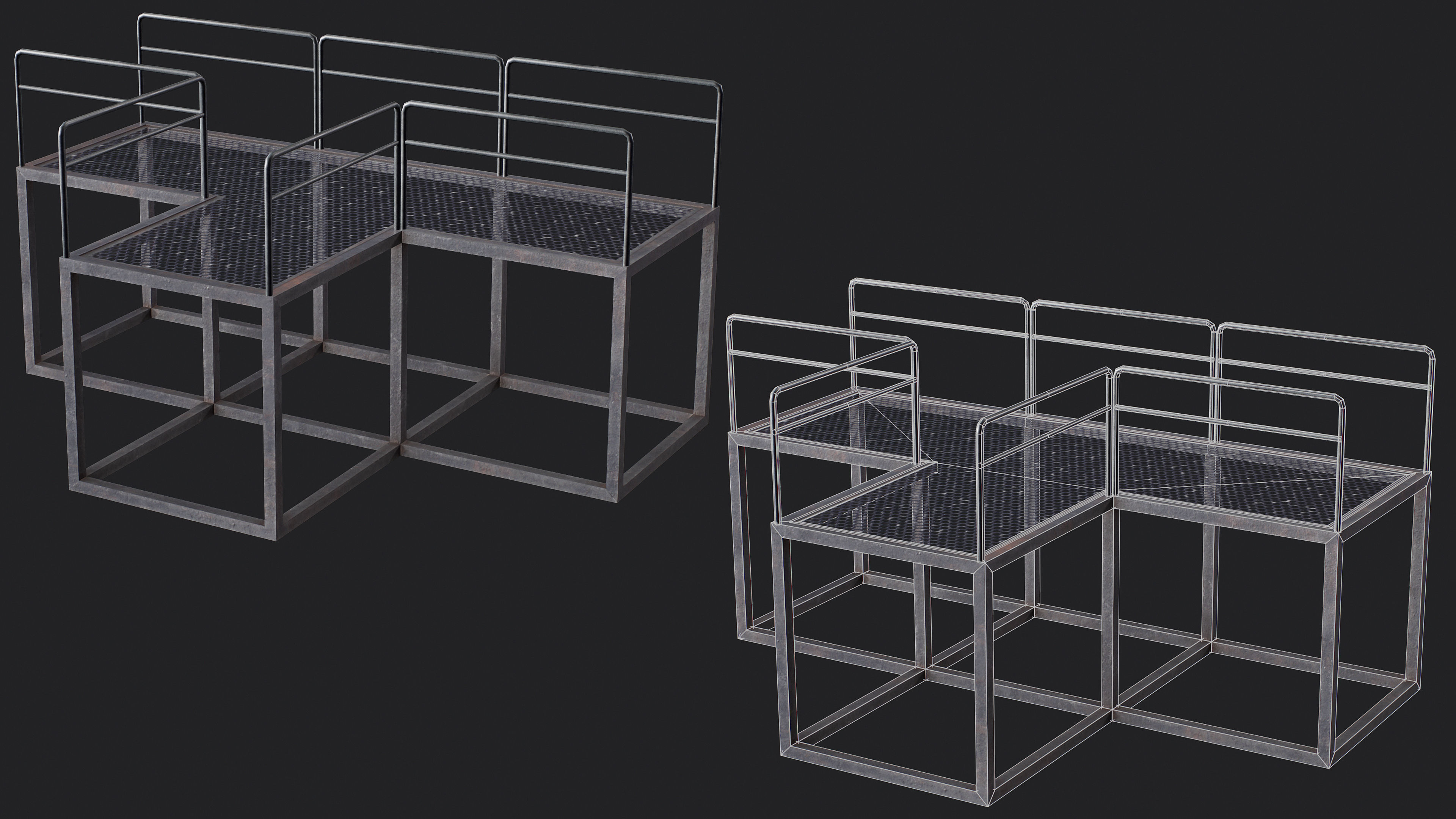 Set of 13 Modular Military Platforms Low-poly 3D model_9