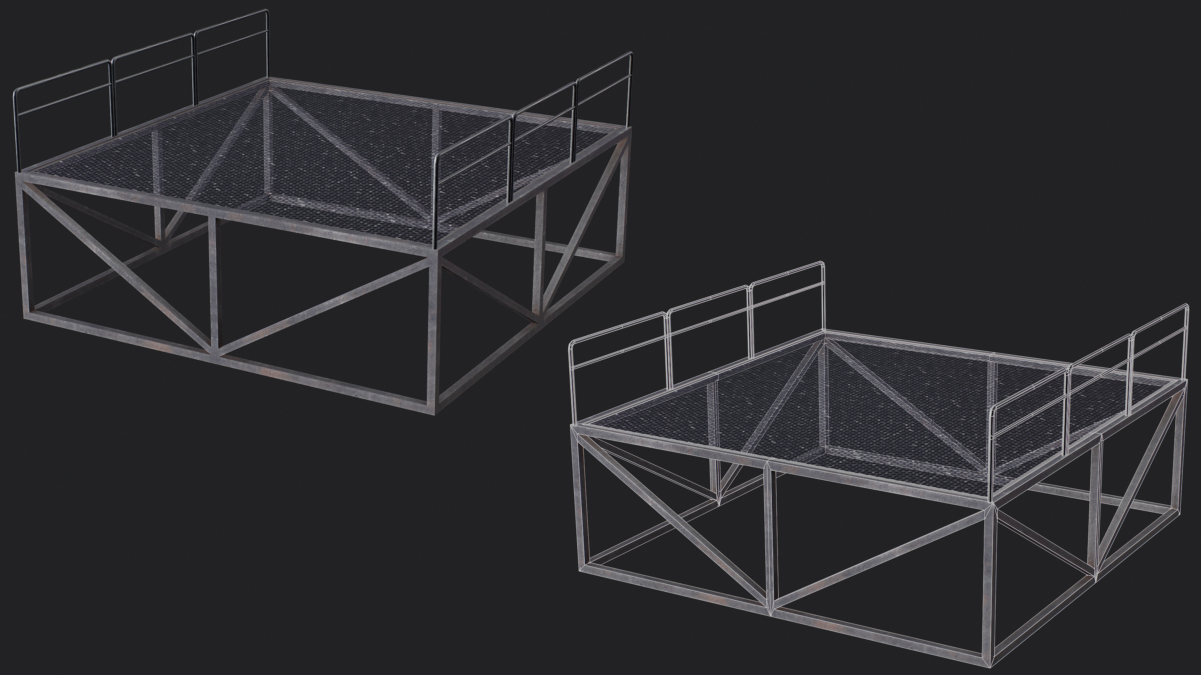 Set of 13 Modular Military Platforms Low-poly 3D model_4