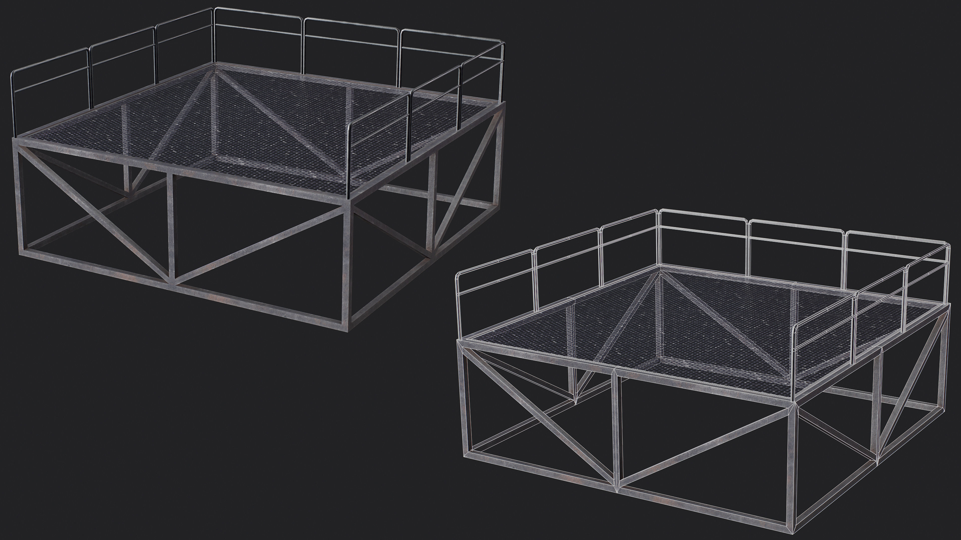 Set of 13 Modular Military Platforms Low-poly 3D model_3