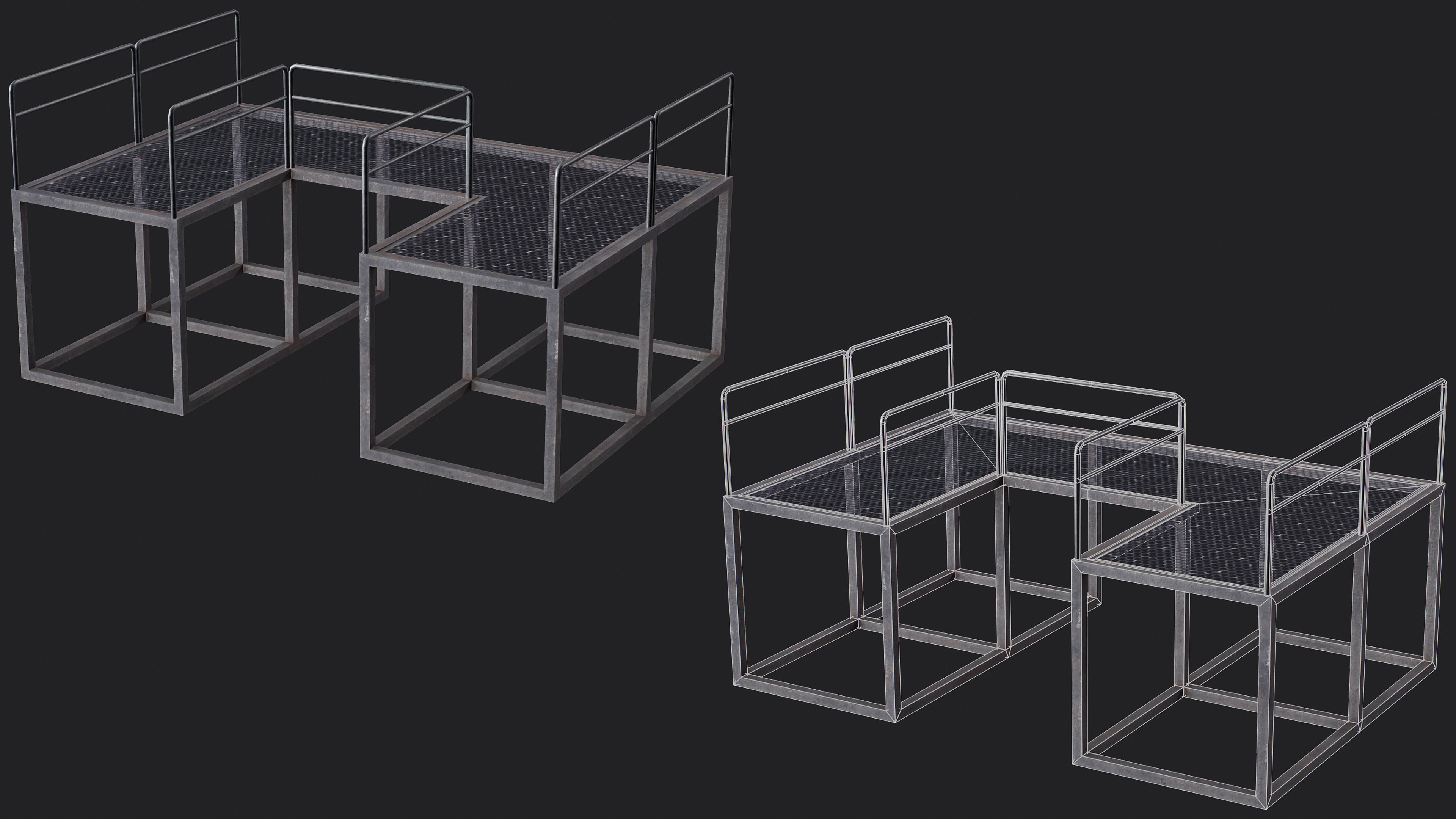 Set of 13 Modular Military Platforms Low-poly 3D model_8