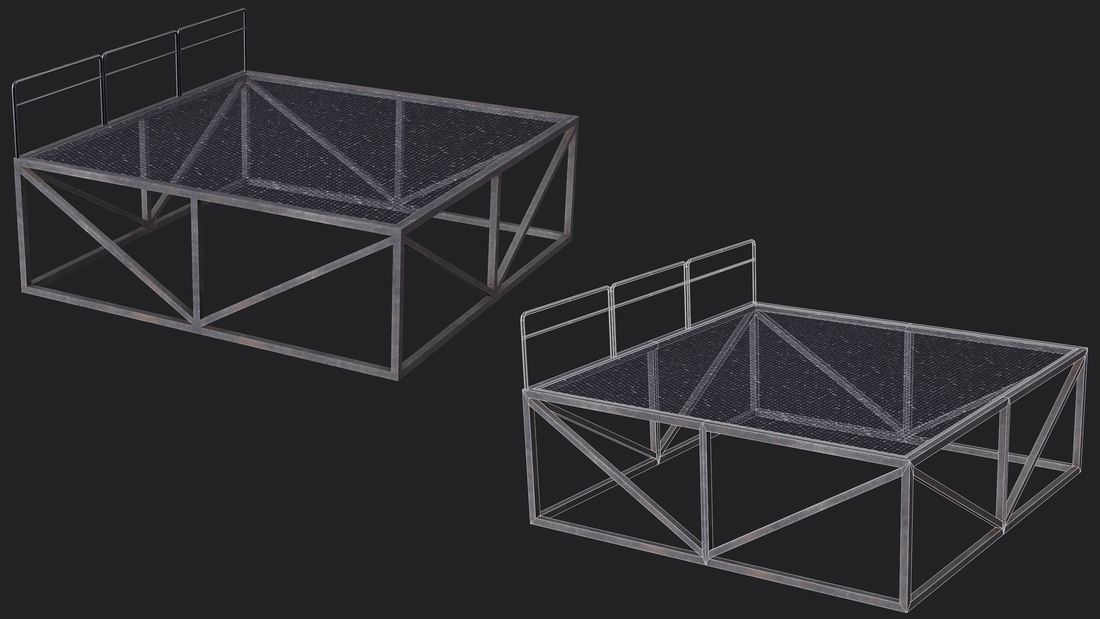 Set of 13 Modular Military Platforms Low-poly 3D model_6