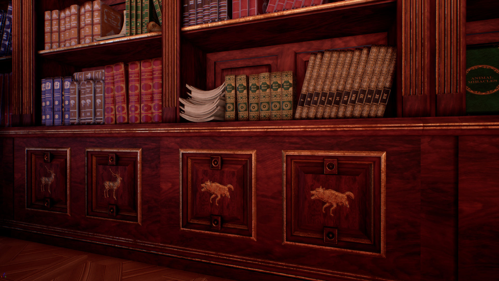 Victorian study room - library interior Low-poly 3D model_11