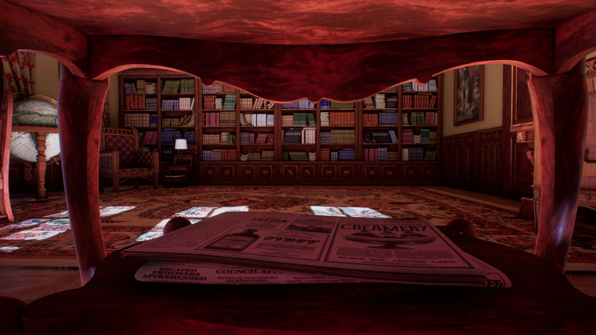 Victorian study room - library interior Low-poly 3D model_34