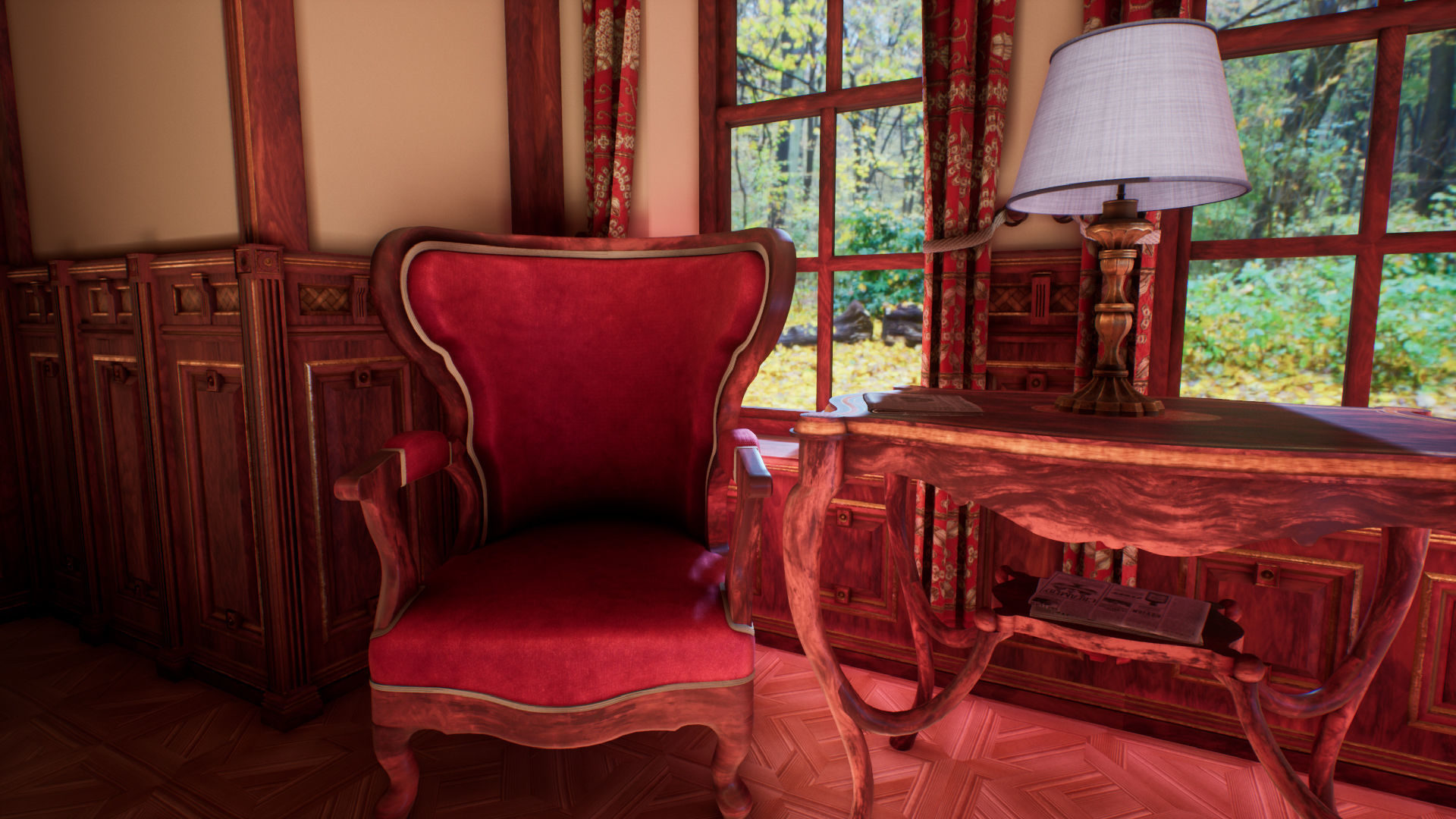 Victorian study room - library interior Low-poly 3D model_35