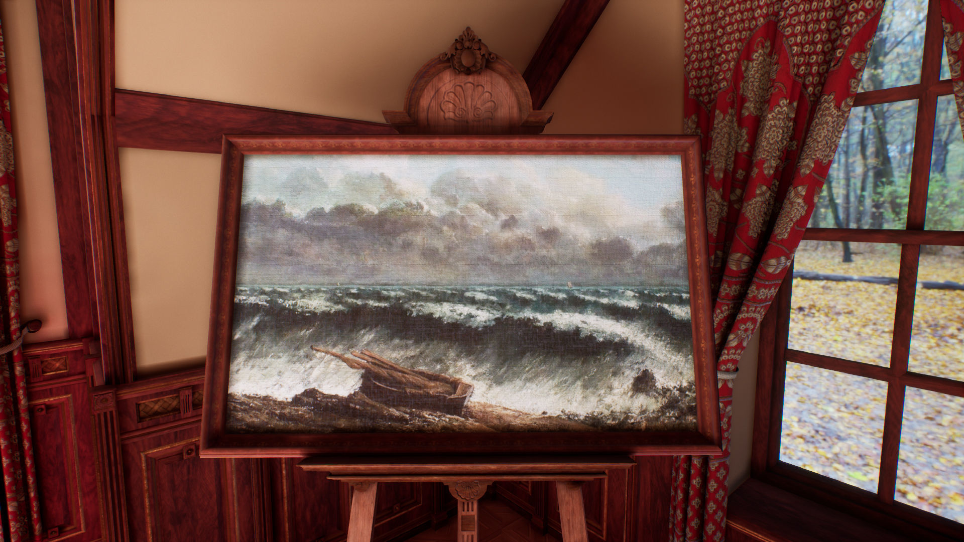 Victorian study room - library interior Low-poly 3D model_29