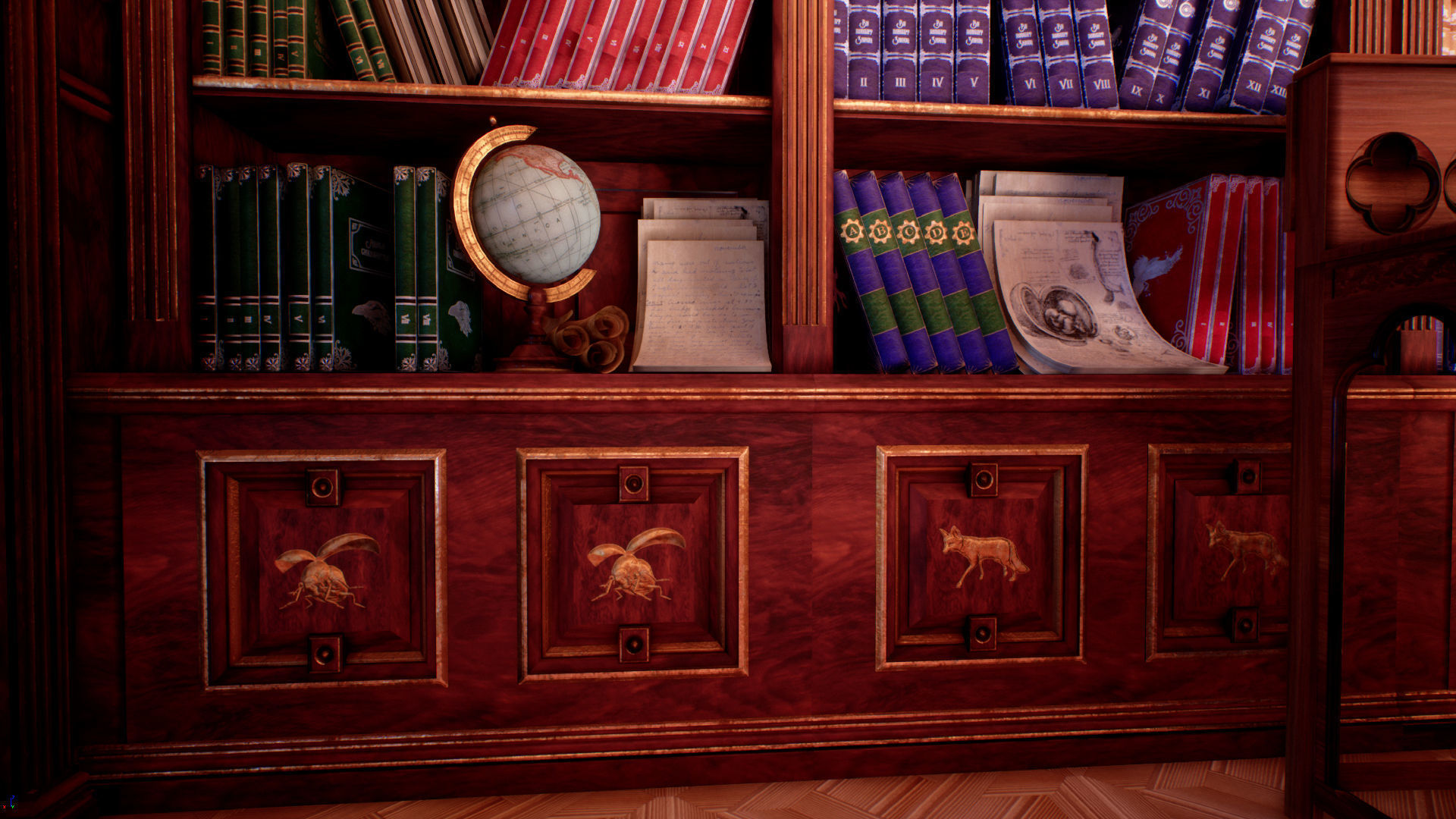 Victorian study room - library interior Low-poly 3D model_12