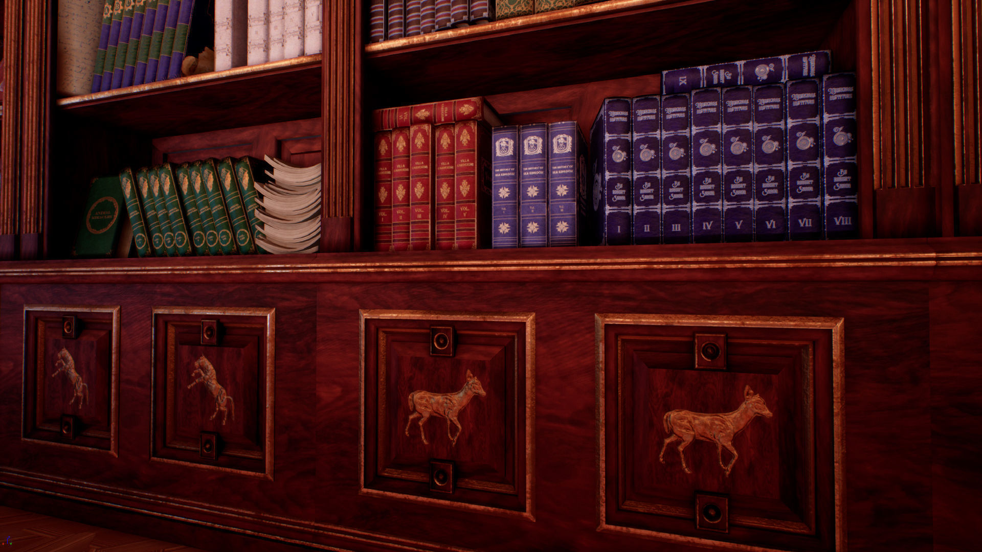 Victorian study room - library interior Low-poly 3D model_10