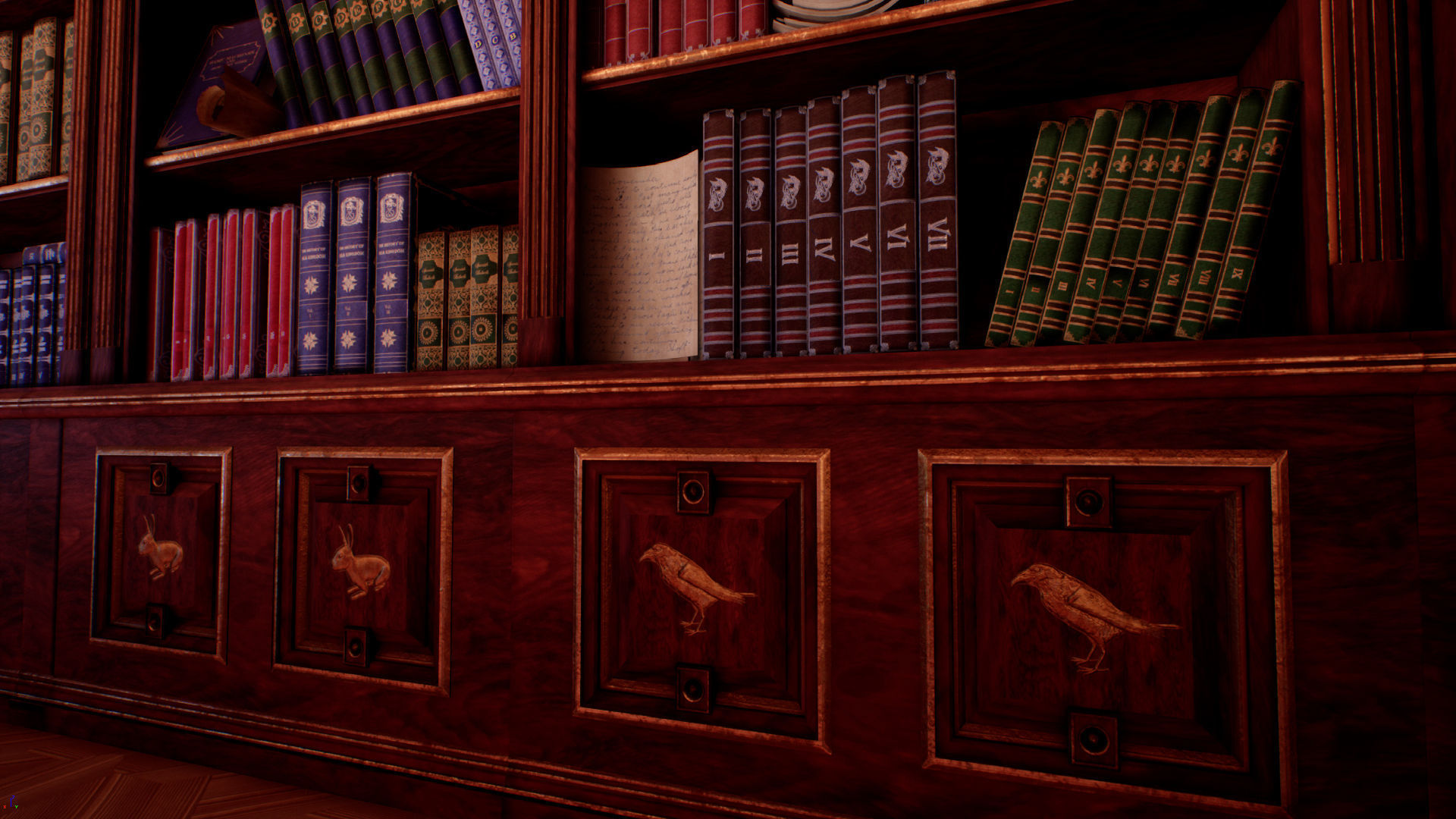 Victorian study room - library interior Low-poly 3D model_9