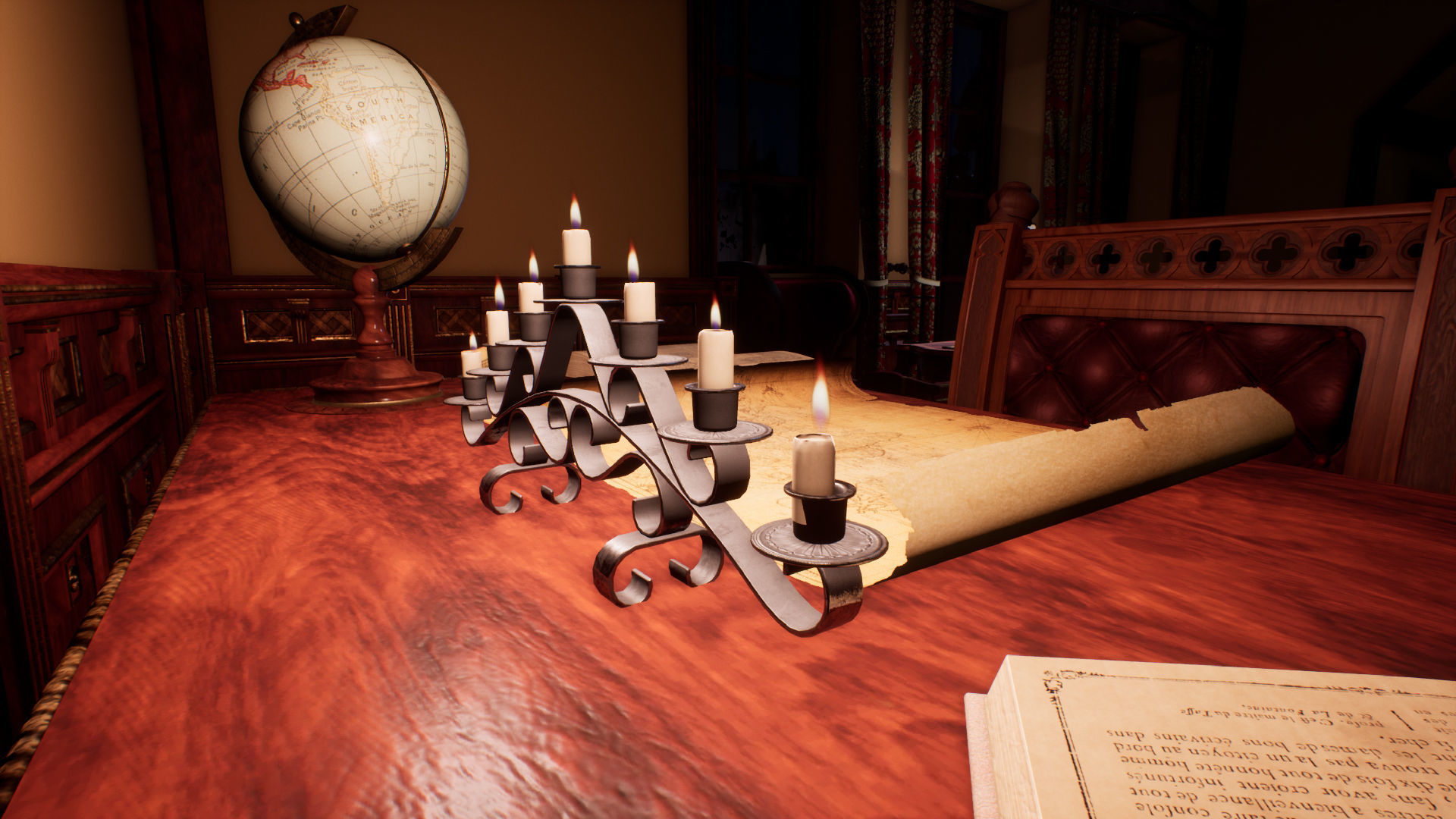 Victorian study room - library interior Low-poly 3D model_44