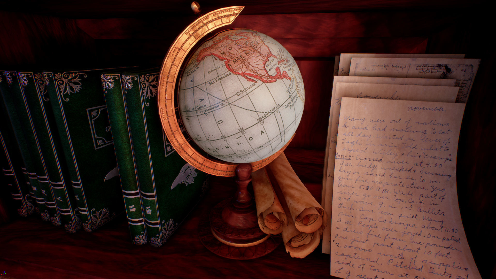 Victorian study room - library interior Low-poly 3D model_13