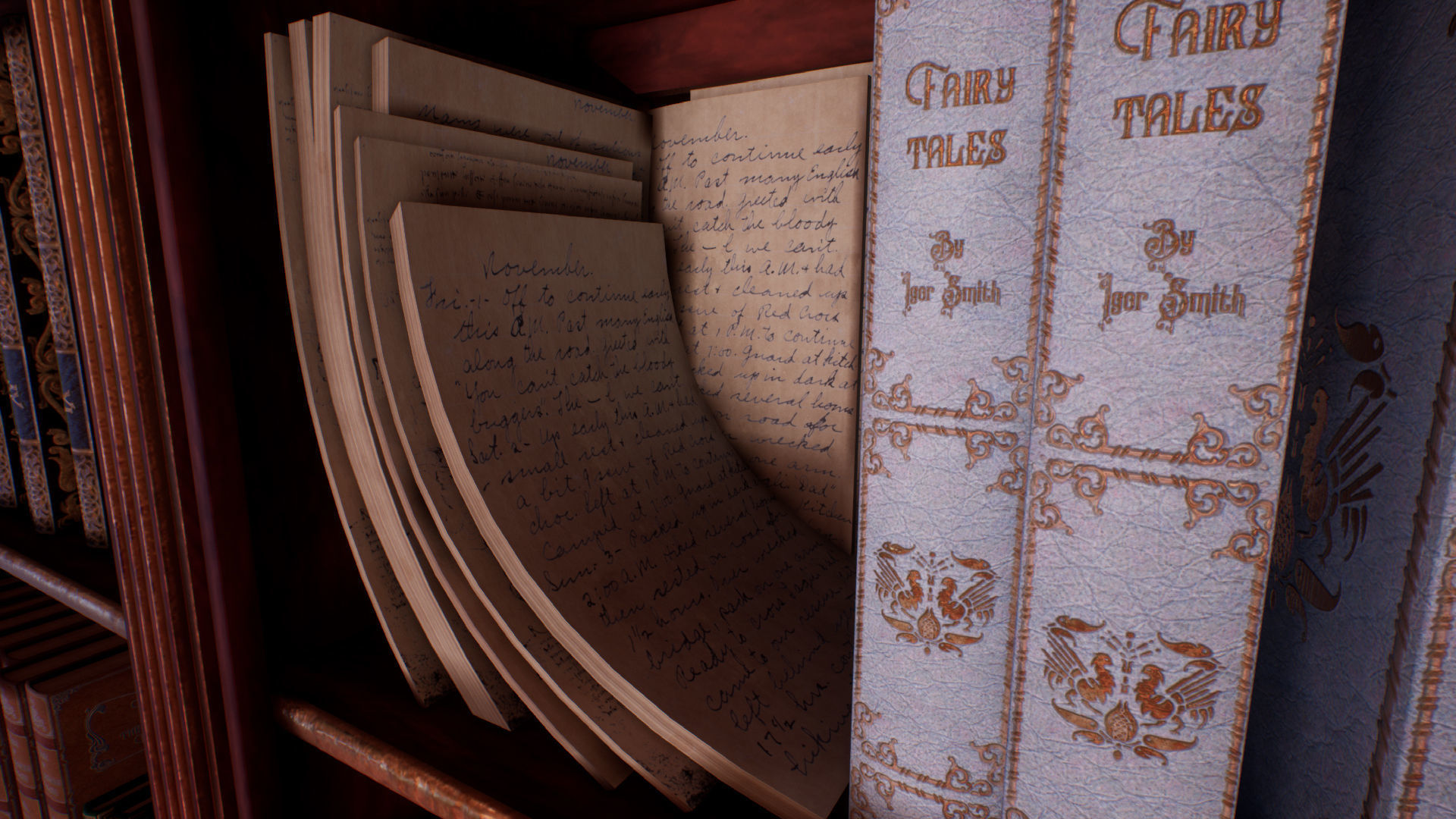 Victorian study room - library interior Low-poly 3D model_6