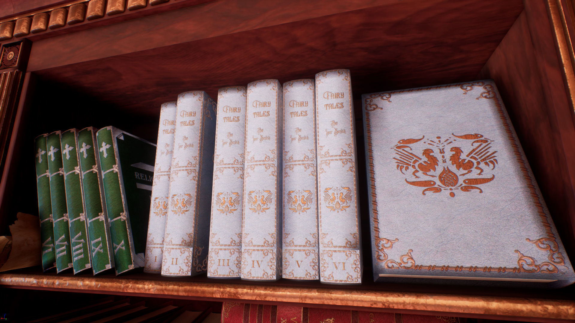 Victorian study room - library interior Low-poly 3D model_26