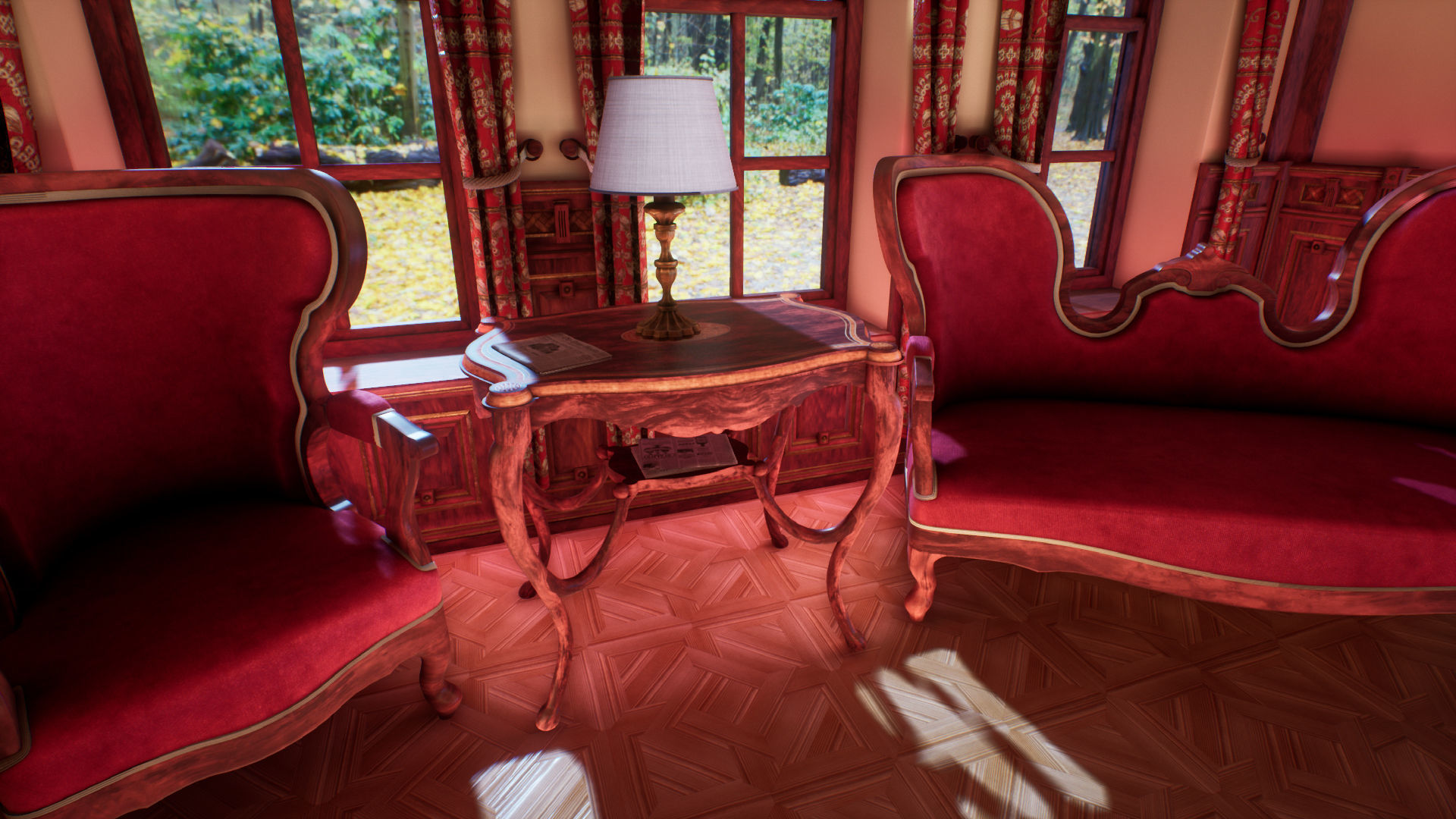 Victorian study room - library interior Low-poly 3D model_31