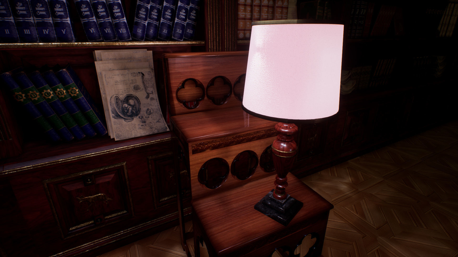 Victorian study room - library interior Low-poly 3D model_43