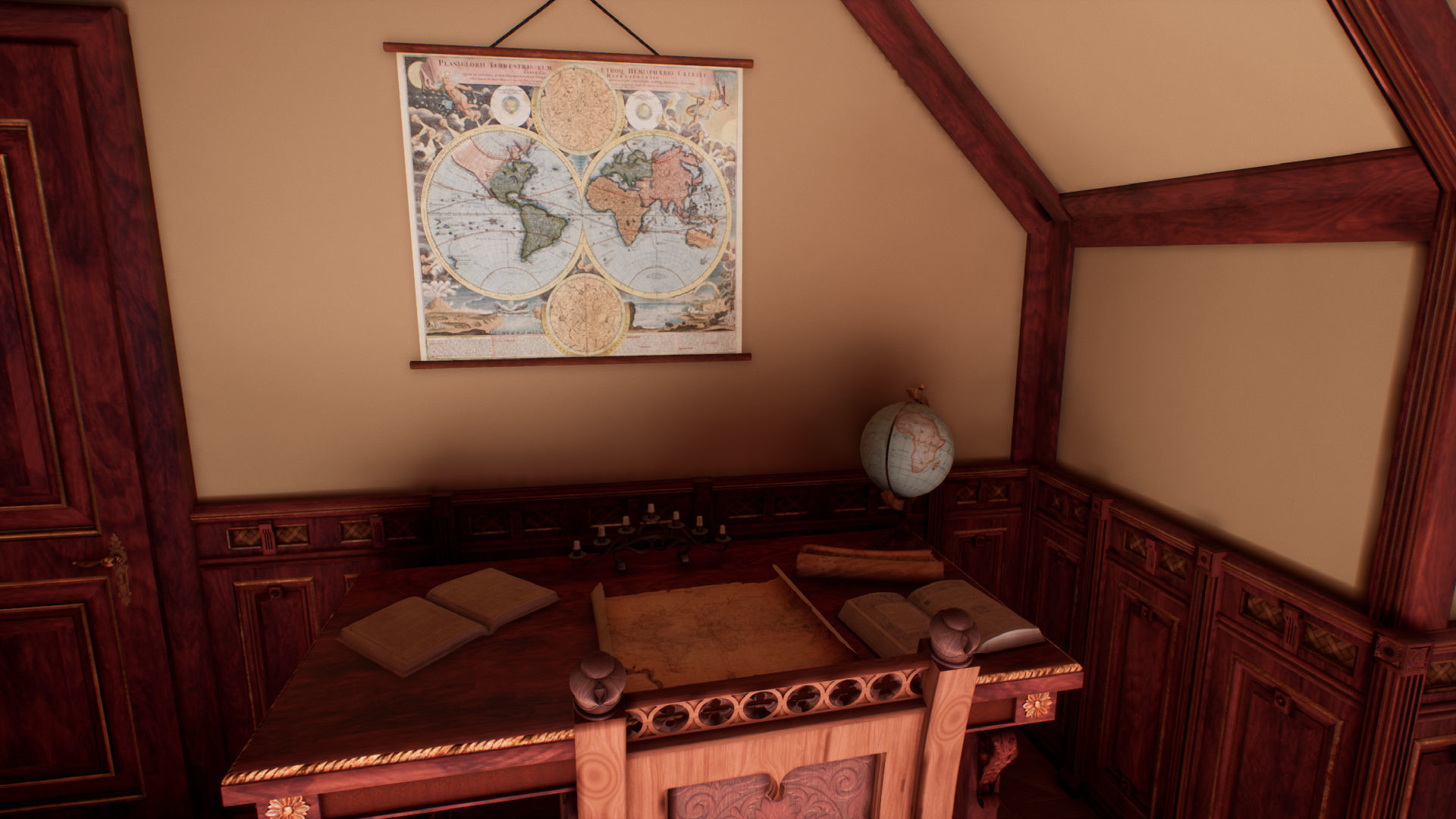 Victorian study room - library interior Low-poly 3D model_36