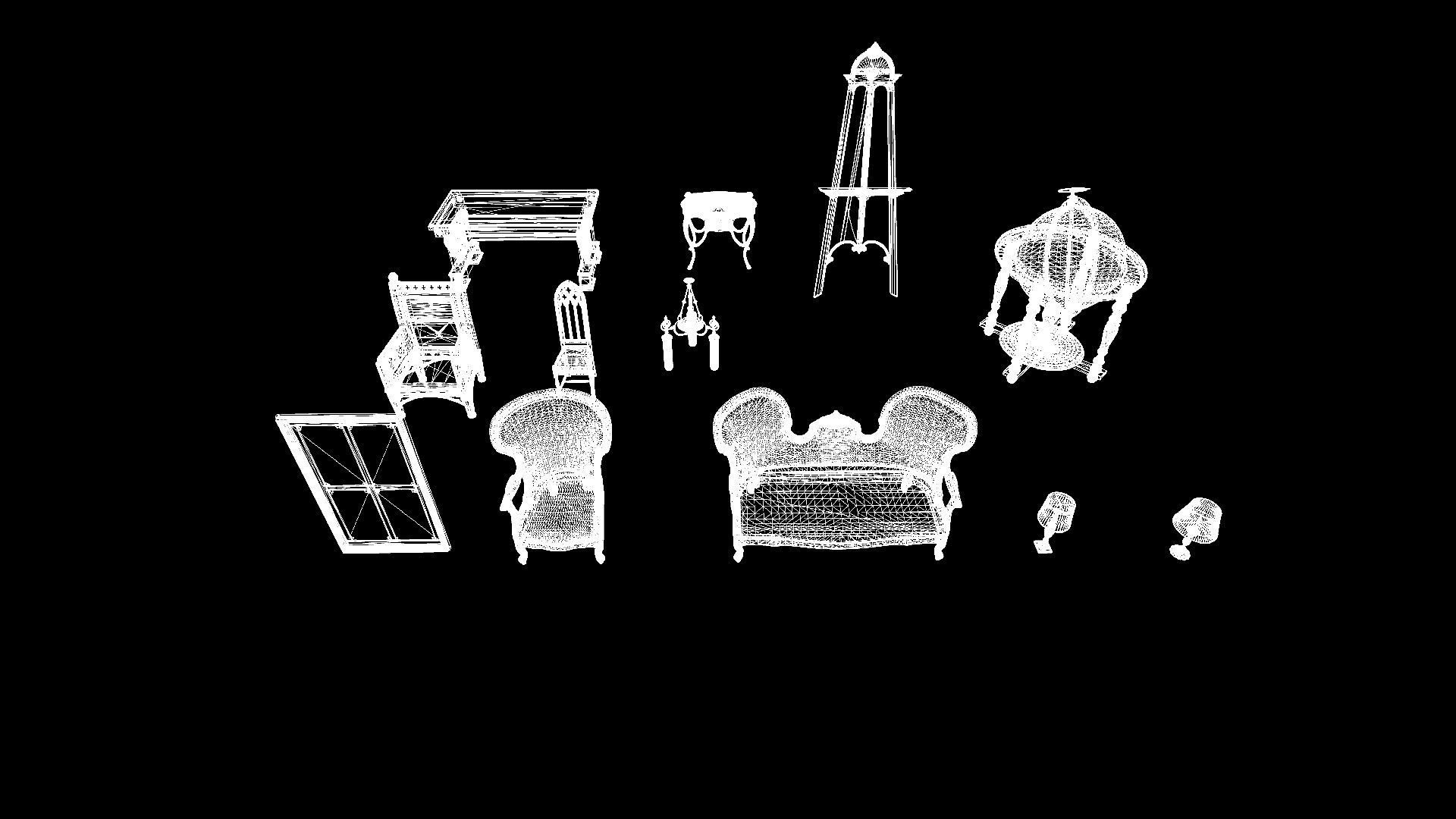 Victorian study room - library interior Low-poly 3D model_75