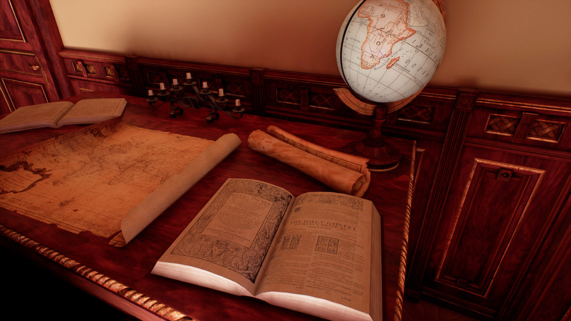 Victorian study room - library interior Low-poly 3D model_37
