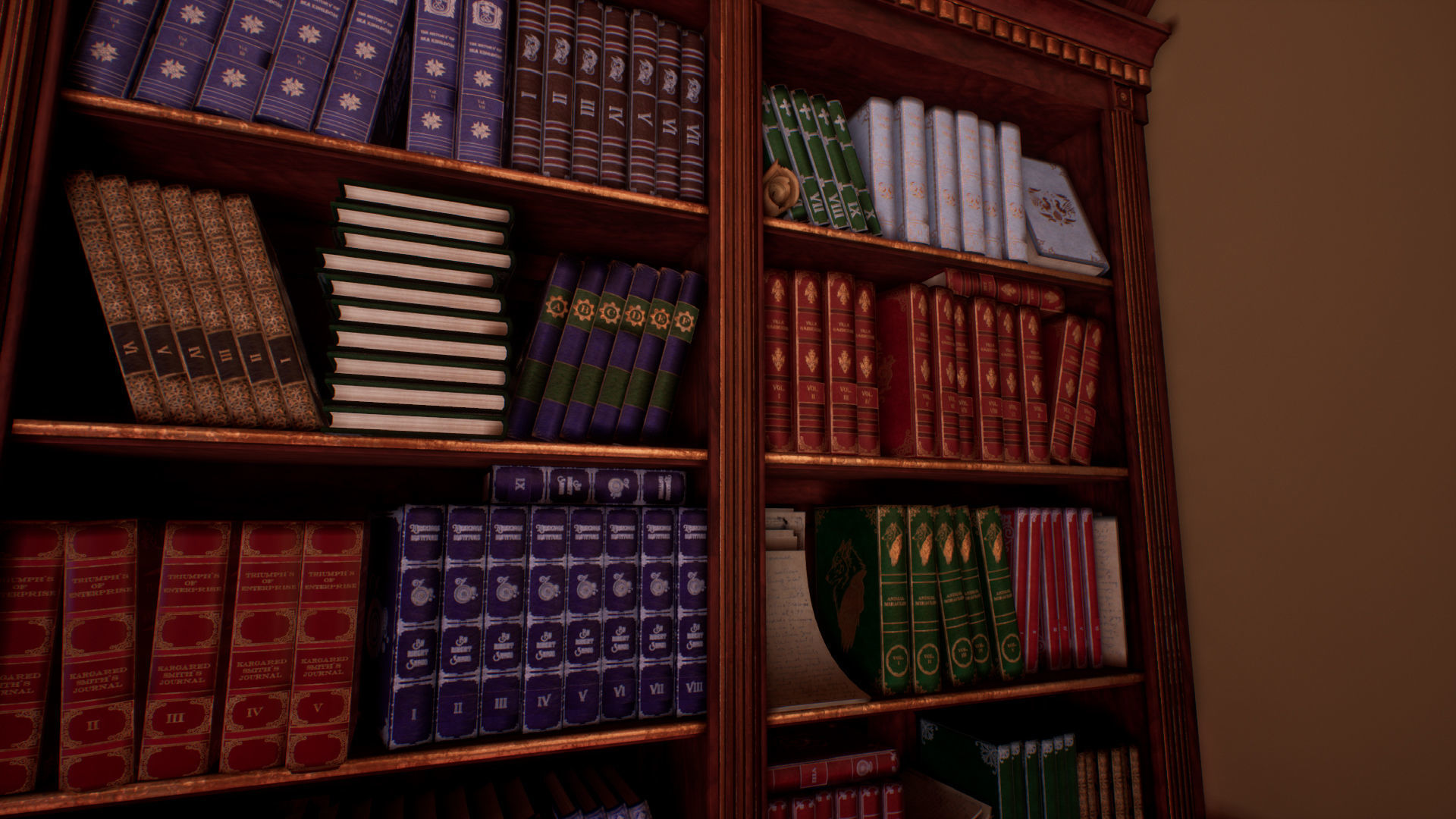 Victorian study room - library interior Low-poly 3D model_5