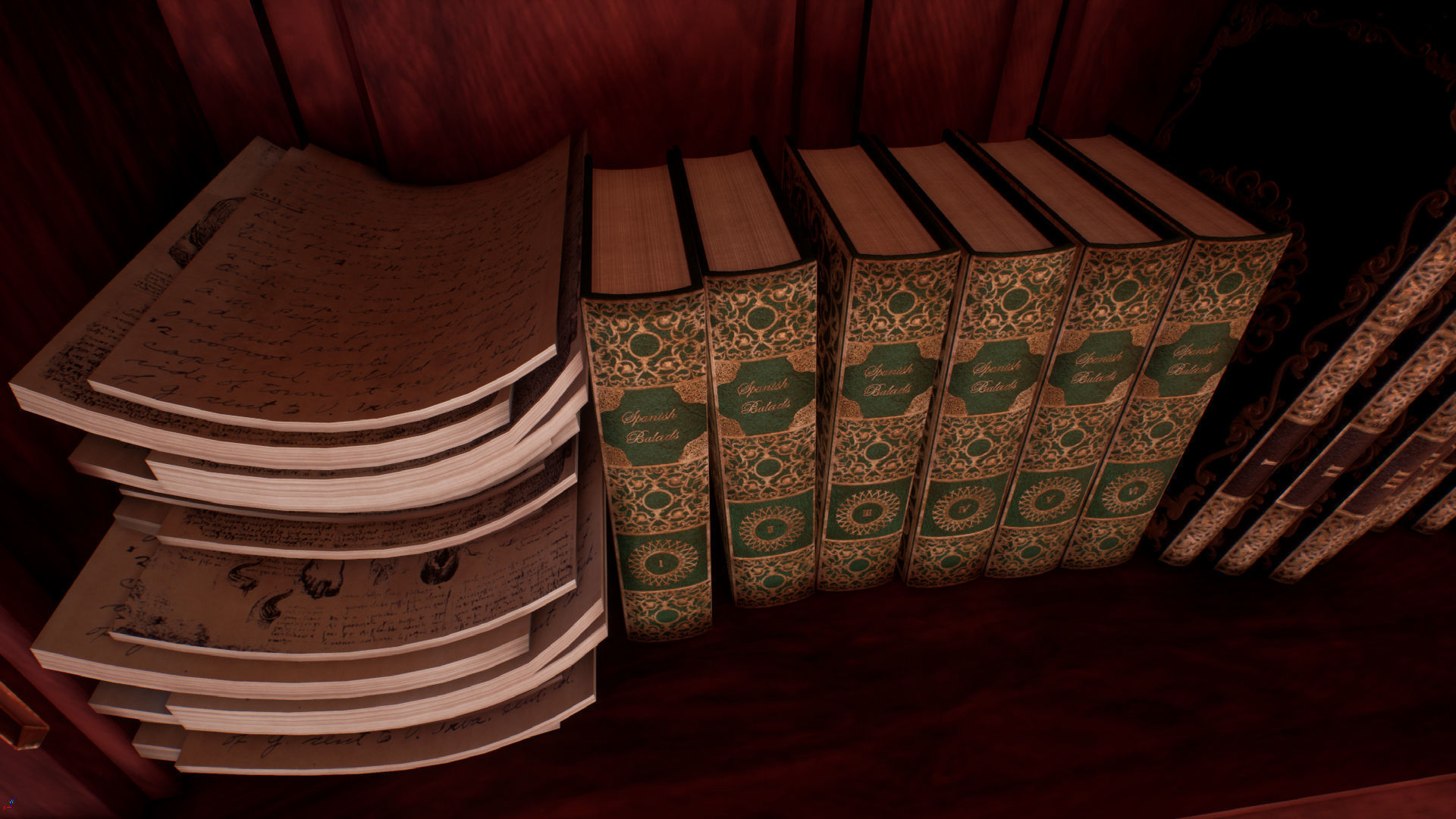 Victorian study room - library interior Low-poly 3D model_18