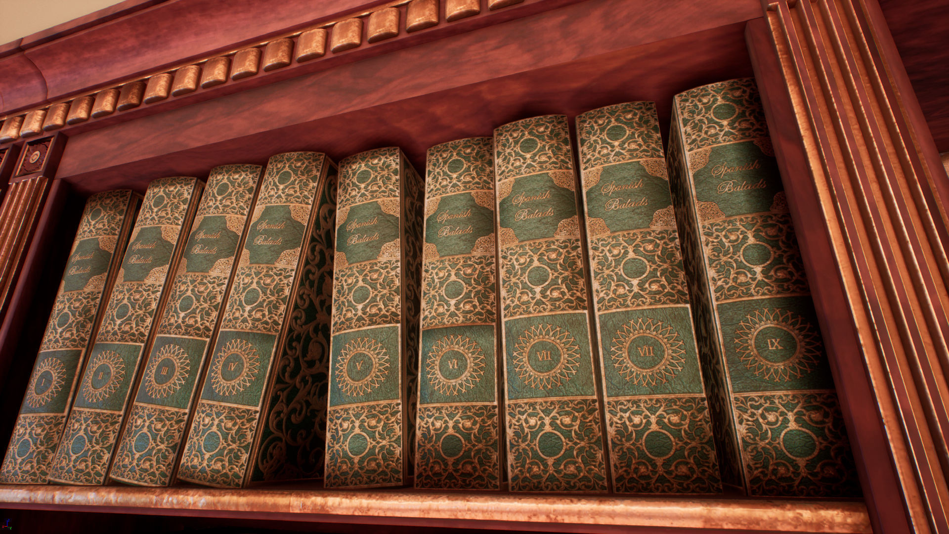 Victorian study room - library interior Low-poly 3D model_22