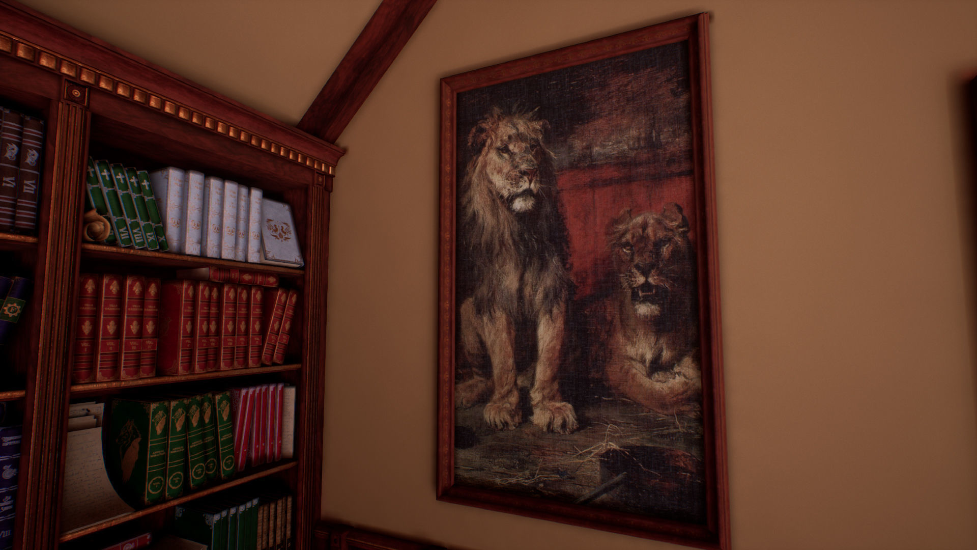 Victorian study room - library interior Low-poly 3D model_40