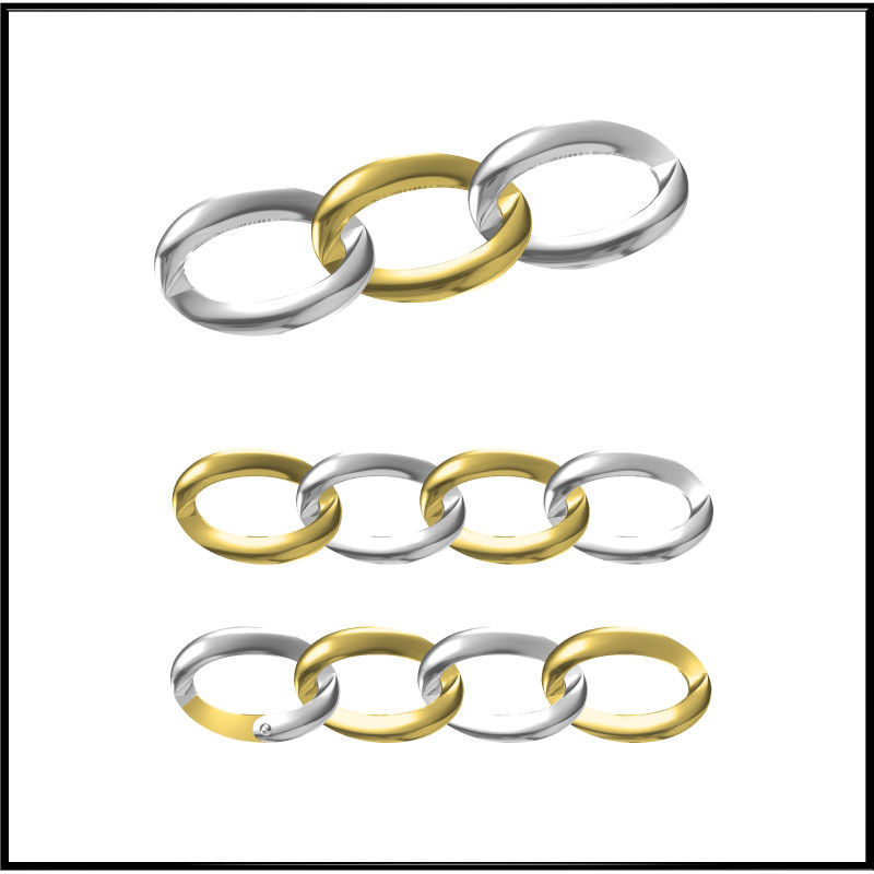 Bracelet - 5 gold chain 3D print model_3