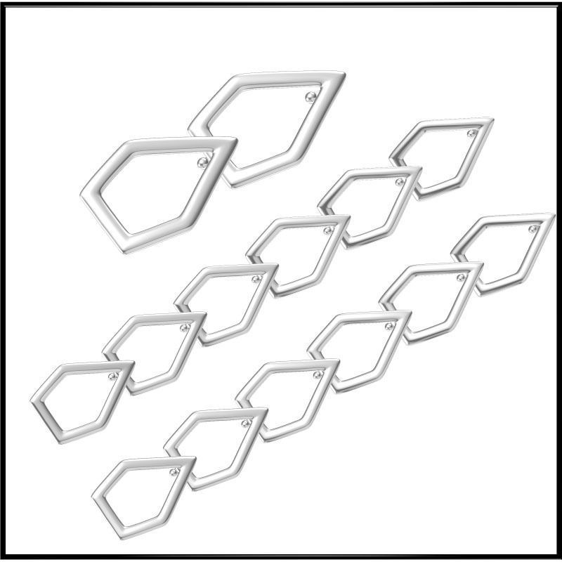 Bracelet - 3 gold hexagonal link 3D print model_3