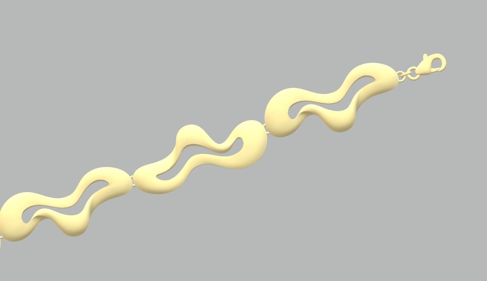 Bracelet - 2 gold with wavy lines 3D print model_2