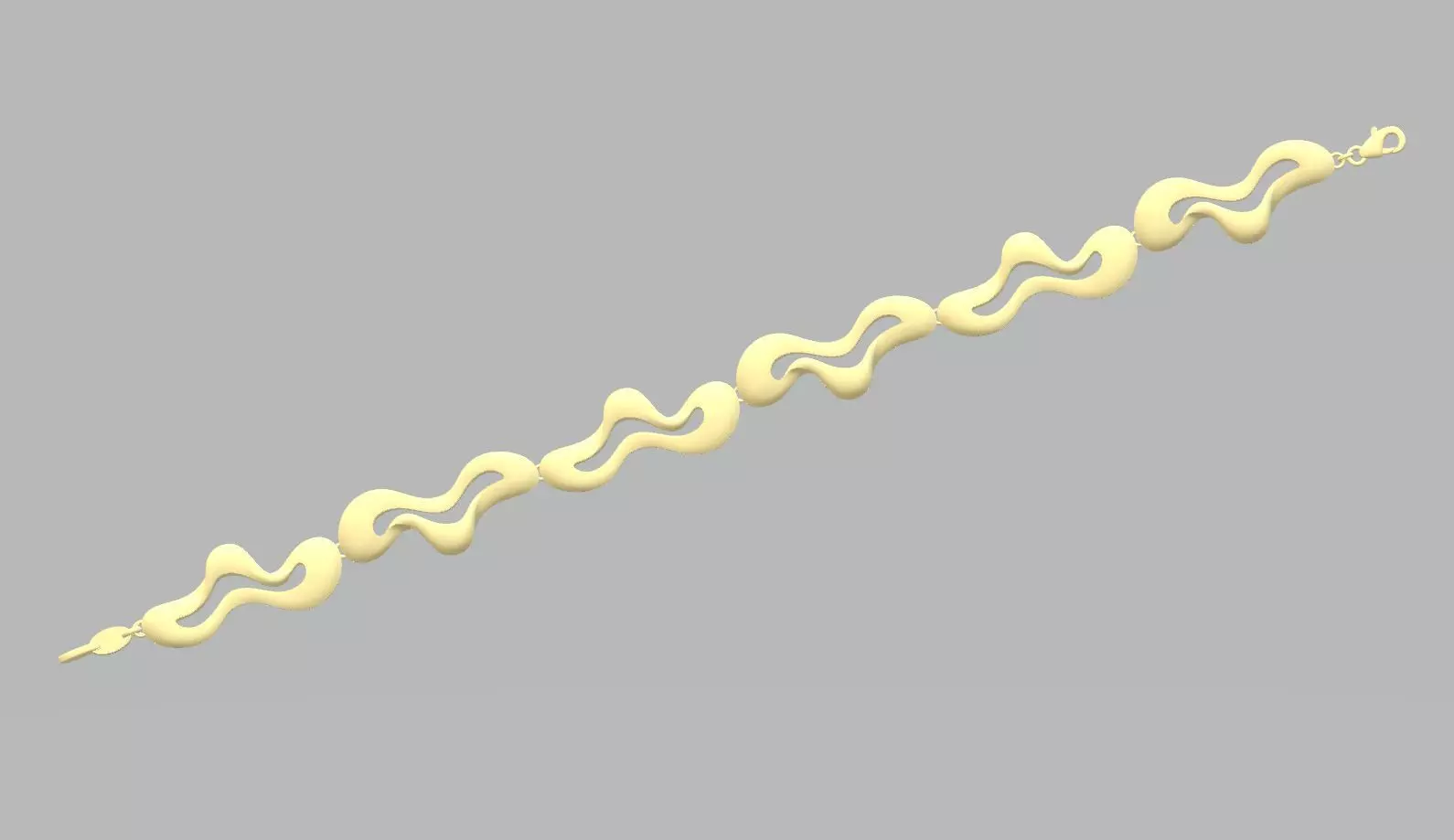 Bracelet - 2 gold with wavy lines 3D print model_0
