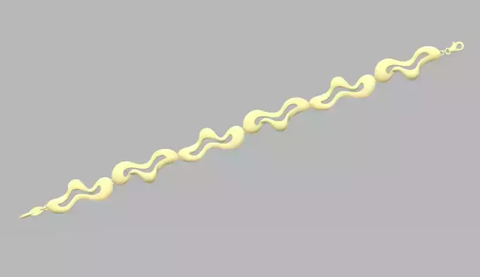 Bracelet - 2 gold with wavy lines 3D print model