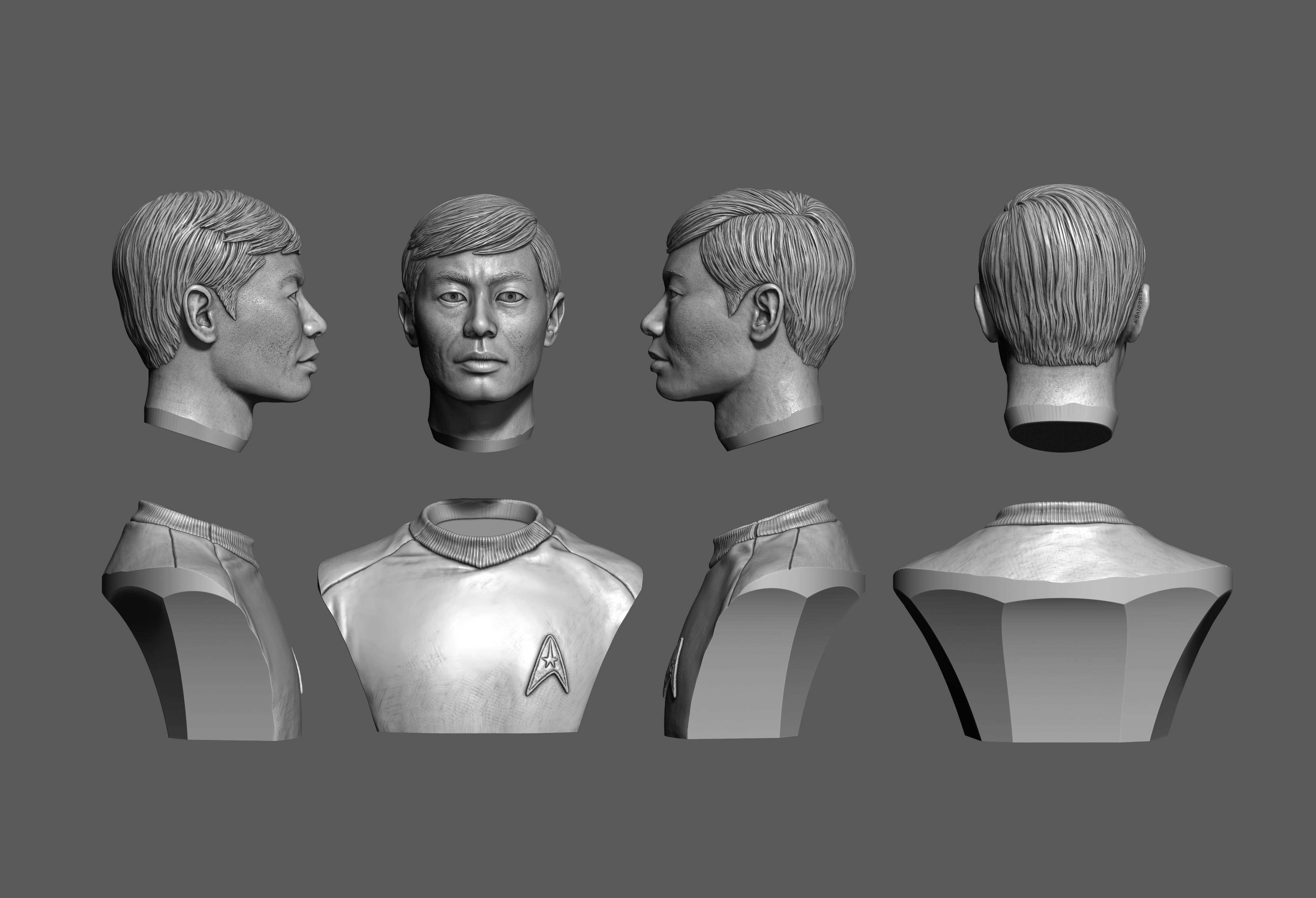 George Takei as Hikaru Sulu Bust Printable 3D Model 3D print model_10