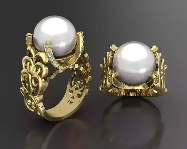 diamond and south sea pearl ring