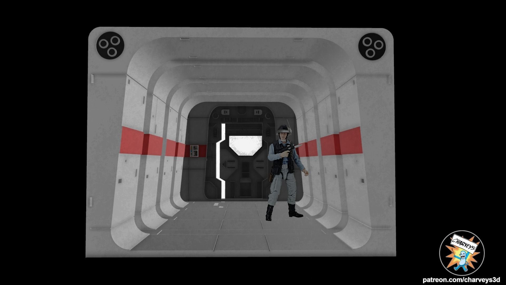 Star Wars Profundity Corridor Diorama for 375 and 6 inch figures 3D print model_1